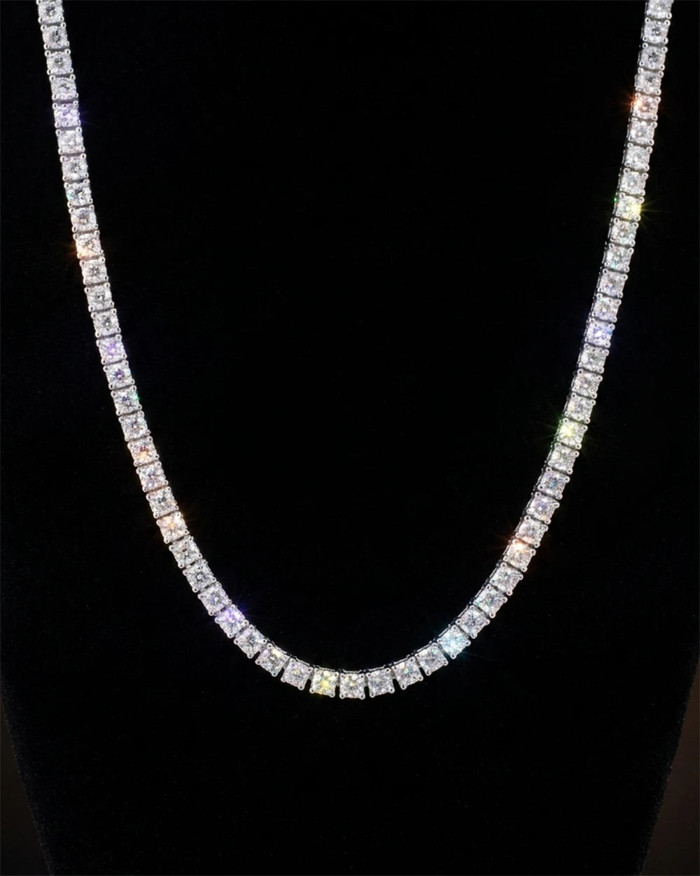 3mm moissanite tennis chain necklace in 925 sterling silver, VVSClique