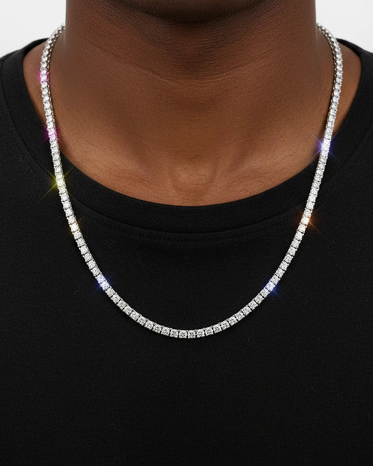 Moissanite Tennis Chain Necklace | 925 Sterling Silver Iced Out Hip Hop Jewelry for Men | VVSClique