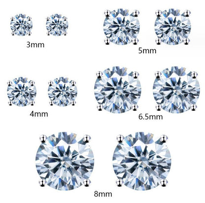 Moissanite stud earring size guide from 3mm to 8mm