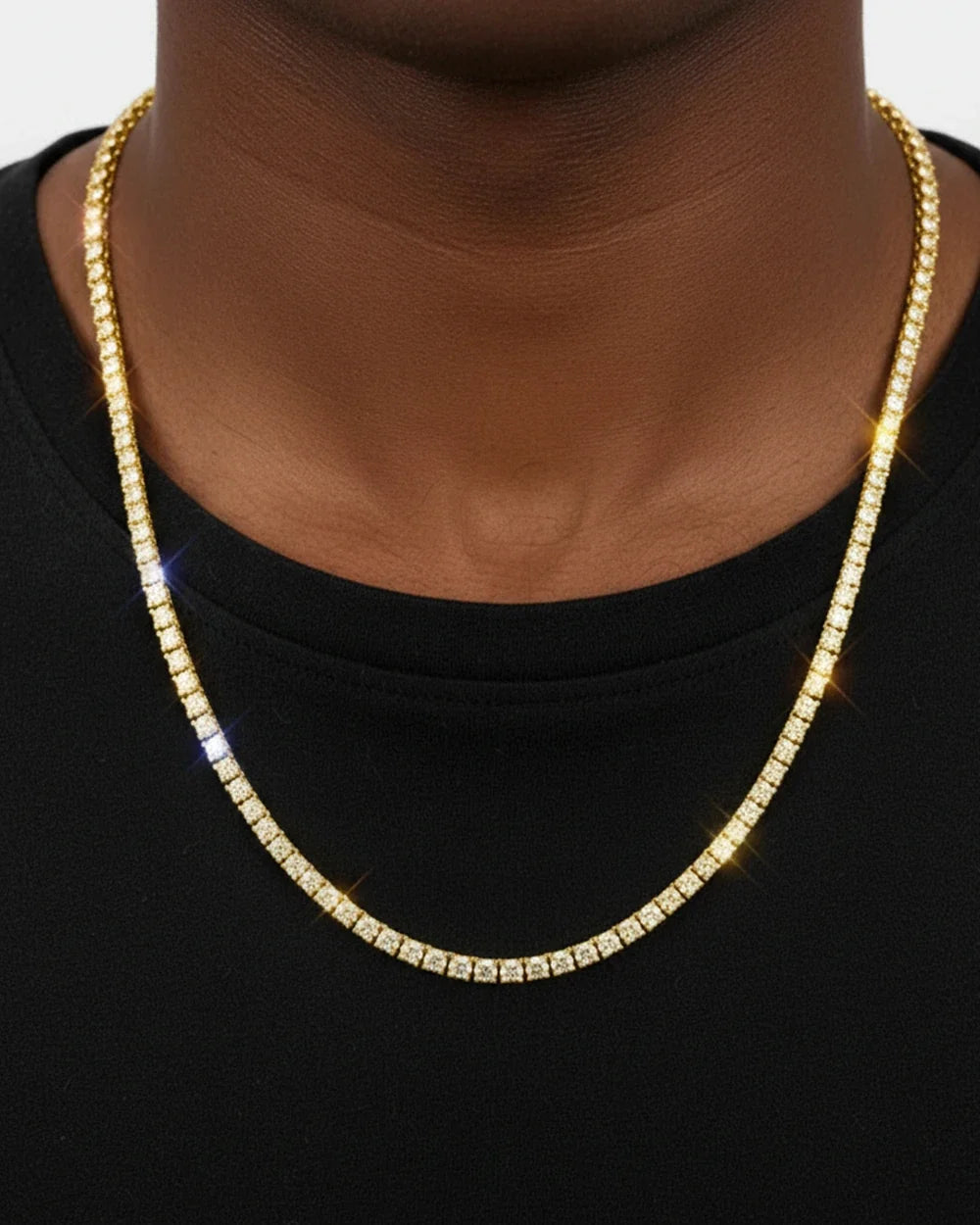 VVSClique 16K gold plated moissanite tennis chain, men's