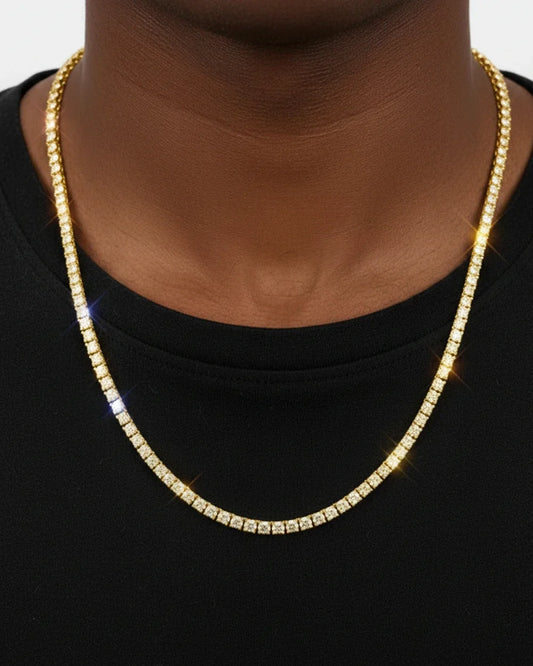VVSClique 16K gold plated moissanite tennis chain, men's